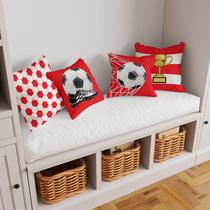 Kit 4 Almofadas Decorativa COM ENCHIMENTO Futebol Bola e Rede Vermelha Seu Time do Coração