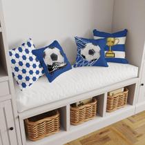 Kit 4 Almofadas Decorativa COM ENCHIMENTO Futebol Bola Rede Azul Time Do Coração Kit 4 Almofadas Decorativa COM ENCHIMENTO Futebol Bola Rede Azul Time Do Coração