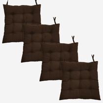 Kit 4 Almofadas Decorativa Futon Assento De Cadeira Sofa Pallet Banco Marrom Cheia Confortavel Macio Futton C/ Fitas De Amarrar 40x40CM
