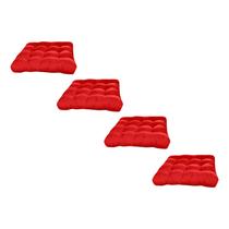 Kit 4 Almofadas Decorativa Futon Assento De Cadeira Sofa Pallet Banco Vermelho Cheia Confortavel Macio C/ Fitas De Amarrar 40x40CM