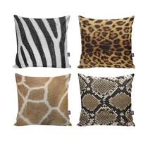 Kit 4 Almofadas Decorativas 40X40 com Enchimento Animal Print