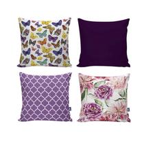 Kit 4 Almofadas Decorativas 40X40 com Enchimento Borboleta Floral