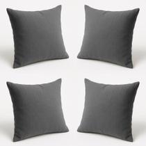 Kit 4 Almofadas Decorativas 42cm Suede Fofinha Lisa Sofá Cinza