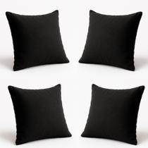 Kit 4 Almofadas Decorativas 42cm Suede Fofinha Lisa Sofá Preto