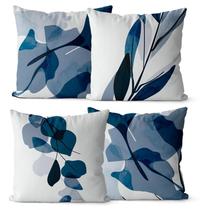 Kit 4 Almofadas Decorativas 45x45 - Floral Azul