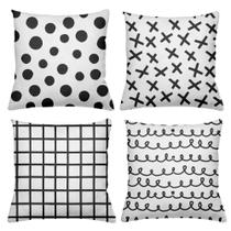 Kit 4 Almofadas Decorativas Cheias 40x40cm Black Work