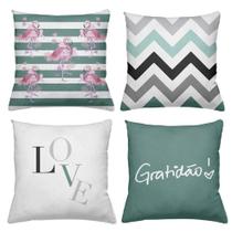 Kit 4 Almofadas Decorativas Cheias 40x40cm Flamingo Kit 4 Almofadas Decorativas Cheias 40x40cm Flamingo