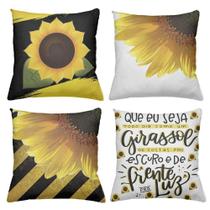 Kit 4 Almofadas Decorativas Cheias 40x40cm Girassol