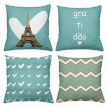 Kit 4 Almofadas Decorativas Cheias 40x40cm Gratidão