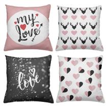 Kit 4 Almofadas Decorativas Cheias 40x40cm My Love Kit 4 Almofadas Decorativas Cheias 40x40cm My Love