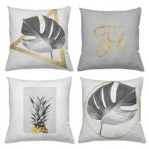 Kit 4 Almofadas Decorativas Cheias 40x40cm Pineapple