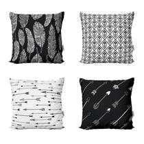 Kit 4 Almofadas Decorativas E Geométricas Preto/Branco 40X40