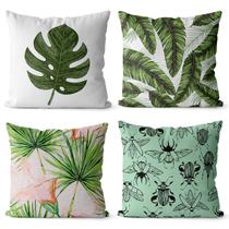 Kit 4 almofadas decorativas floral tropical 45x45