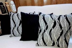 - Kit 4 Almofadas Decorativas Jacquar Sued Preto 45x45 silicone