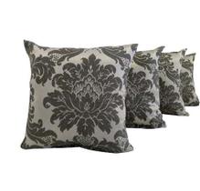 Kit 4 Almofadas Decorativas Jacquard Medalhão Cinza 45x45