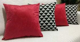 Kit 4 Almofadas Decorativas Jacquard Triângulos Sued Preto Kit 4 Almofadas Decorativas Jacquard Triângulos Sued Preto