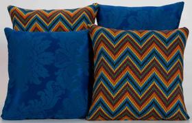 Kit 4 Almofadas Decorativas para Sofá Estampa Azul Listrado - CasaHome