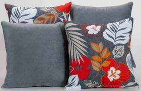 Kit 4 Almofadas Decorativas Para Sofá Estampa Cinza Floral