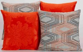 Kit 4 Almofadas Decorativas Para Sofá Estampa Laranja