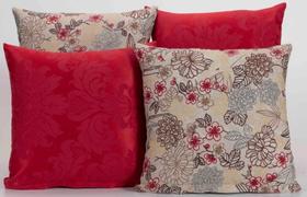 Kit 4 Almofadas Decorativas para Sofá Estampa Vermelho Floral