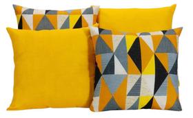 Kit 4 Almofadas Decorativas Para Sofá Geométrico Amarelo