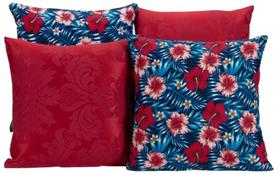 Kit 4 Almofadas Decorativas Para Sofá Vermelho Com Azul