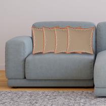 Kit 4 Almofadas Decorativas Quadrada Bege Suede com Borda Terracota Kit 4 Almofadas Decorativas Quadrada Bege Suede com Borda Terracota