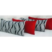 Kit 4 Almofadas Decorativas Retangular Sued Jacquard Cheias