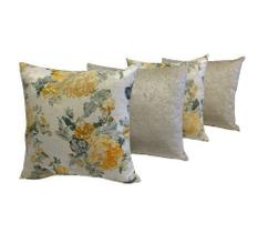 Kit 4 Almofadas Decorativas Sued Palha Jacquard Floral Amarelo 45x45 Com Enchimentos Excelente Qualidade Kit 4 Almofadas Decorativas Sued Palha Jacquard Floral Amarelo 45x45 Com Enchimentos Excelente Qualidade