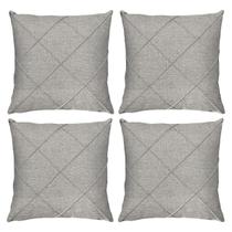 Kit 4 Almofadas Em Linho Cru Areia Drapeadas Cheias45x45
