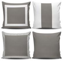 Kit 4 Almofadas Estampadas com Silicone Premium 42cm x 42cm - Cinza