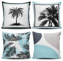 Kit 4 Almofadas Estampadas com Silicone Premium 42cm x 42cm - Coqueiro