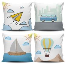 Kit 4 Almofadas Estampadas com Silicone Premium 42cm x 42cm - Infantil Kit 4 Almofadas Estampadas com Silicone Premium 42cm x 42cm - Infantil