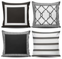 Kit 4 Almofadas Estampadas com Silicone Premium 42cm x 42cm - Preto Kit 4 Almofadas Estampadas com Silicone Premium 42cm x 42cm - Preto