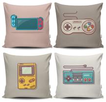 Kit 4 Almofadas Estampadas com Silicone Premium 42cm x 42cm - Videogame Kit 4 Almofadas Estampadas com Silicone Premium 42cm x 42cm - Videogame
