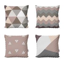 Kit 4 Almofadas Geométricas E Decorativas Marrom/Bege 40X40