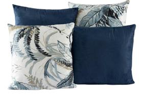 Kit 4 Almofadas Jacquard Decorativas 40X40 Azul Escuro - 001 Kit 4 Almofadas Jacquard Decorativas 40X40 Azul Escuro - 001