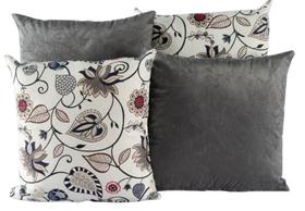 Kit 4 Almofadas Jacquard Decorativas 40X40 Cinza - 002 Kit 4 Almofadas Jacquard Decorativas 40X40 Cinza - 002