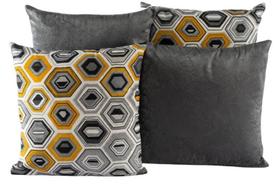 Kit 4 Almofadas Jacquard Decorativas 40X40 Cinza - 008 Kit 4 Almofadas Jacquard Decorativas 40X40 Cinza - 008