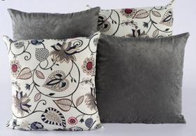 Kit 4 Almofadas Jacquard Decorativas 40x40 Cinza Kit 4 Almofadas Jacquard Decorativas 40x40 Cinza