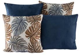 Kit 4 Almofadas Jacquard Decorativas 40X40 ul Escuro - 002 Kit 4 Almofadas Jacquard Decorativas 40X40 ul Escuro - 002