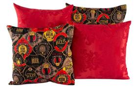 Kit 4 Almofadas Jacquard Decorativas 40X40 Vermelho - 003