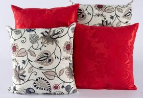 Kit 4 Almofadas Jacquard Decorativas Sala Sofá 40x40 Vermelho