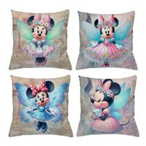 Kit 4 Almofadas Mickey Minnie Disney 45x45 Decorativas Cheias