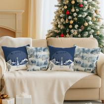 Kit 4 Almofadas Noel e Boneco de Neve Natal Alegre Sofá Sala Casa Decoração Fim de Ano Bonita