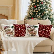 Kit 4 Almofadas Noel Natal Decoração Casa Charmosa Fofa Sofá Sala Enfeite Natalino Bonito