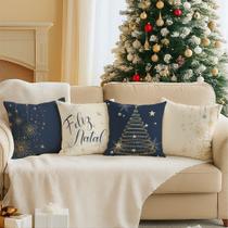 Kit 4 Almofadas Noel Natal Decoração Casa Charmosa Fofa Sofá Sala Enfeite Natalino Bonito
