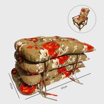 Kit 4 Almofadas Para Cadeiras de Bambu e Vime Bege Flor