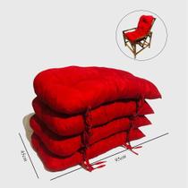Kit 4 Almofadas Para Cadeiras de Bambu e Vime Vermelho