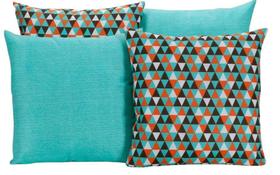 Kit 4 Almofadas Para Sofá Estampa Geométrico ul Turquesa